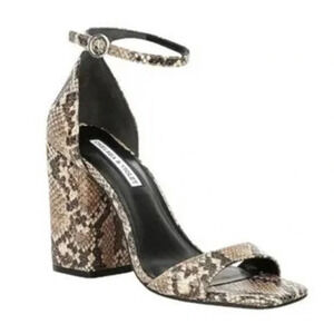 Chelsea & Violet Tara Snake Print Leather Block Heel Sandal NWT Size 5.5
